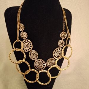 Gold Statement Circle Necklaces - Set Of 2